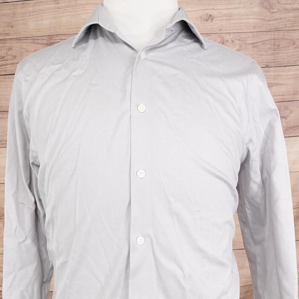 Michael Kors Dress Shirt Mens XL 17 34/35 Gray Airsoft Stretch Regular Fit
